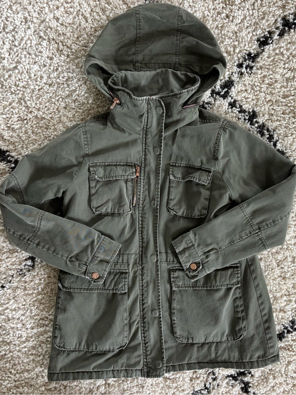 Steve Madden Olive Green Women’s Hooded Utility Jacket